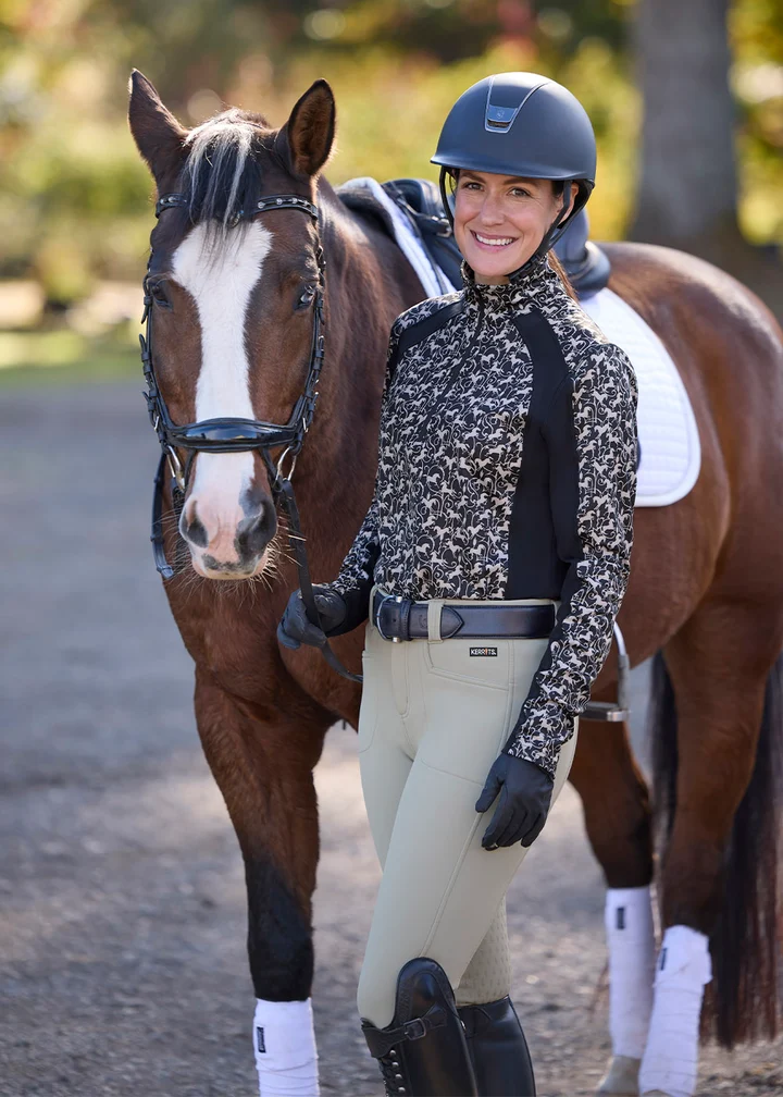 Kerrits Fleece Tech Top - Black Horses - Image 3
