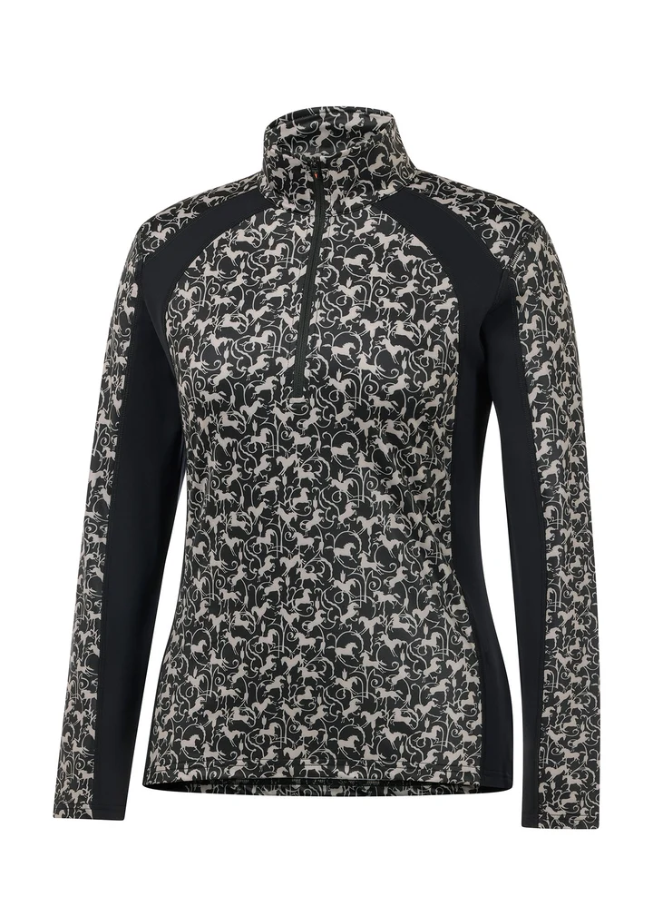 Kerrits Fleece Tech Top - Black Horses - Image 8